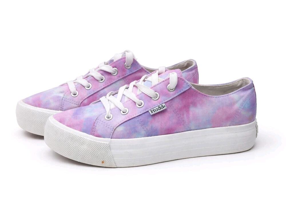 Y2K Mudd Women's 8.5 Pink Purple Tie Dye Canvas Low Top Lace Up Sneakers RETRO